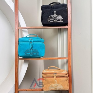 Custom Boot <b>Stitch</b> Makeup Bag Luxurious Suede Leather Toiletry Bag for Women Bridesmaid <b>Make</b> <b>up</b> Bags Cosmetic Pouch with Zipper - Product Image 1