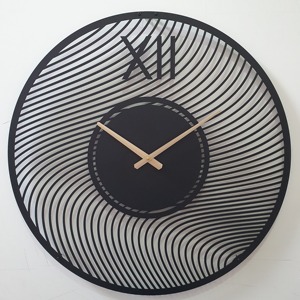 Reloj de pared de Metal negro redondo decorativo con diseño contemporáneo limpio perfecto para sala de estar dormitorio cocina o paredes de oficina - Product Image 5
