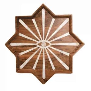 Plateau à chocolat en bois d'acacia fait main avec plateau de service incrusté de nacre Plateau décoratif pour les fêtes du Ramadan - Product Image 5