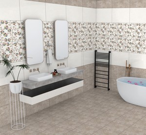 Azulejos de pared con estampado de flores digitales, superficie brillante de 300x450mm, baño decorativo a todo Color, ladrillo refractario, pared Interior antibacteriana - Product Image 1