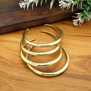 Plain circular brass bohemian bangle <b>bracelet</b> in <b>adjustable</b> size, special gift idea for women, vintage statement bangle - Product Image 5
