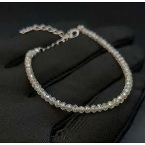 Pulsera de Cuentas de Diamantes Blancos Transparentes con Detalles en Oro/Plata, Elegantes Pulseras y Brazaletes de Diamantes - Product Image 6
