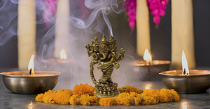 Mini estatua escultura coleccionable Dios Ganesha pequeña estatuilla de latón ídolo Vertical dorado - Product Image 3