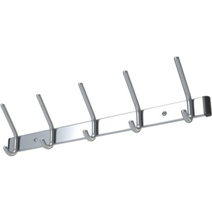 Aluminum Wall-Mounted Coat Rack Natural Color 5 Hat & 5 Coat <b>Hooks</b> 700mm Length 150mm <b>Hook</b> Spacing - Product Image 1