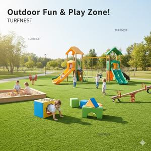 Gazon artificiel hybride à drainage rapide de 50 mm à faible teneur en COV, directement du fabricant, pour parcs et espaces extérieurs - Product Image 5