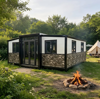 Maisonnette préfabriquée haut de gamme en acier avec cuisine et salle de bain complètes, installation rapide pour station balnéaire en montagne