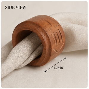Round Wooden Napkin <b>Rings</b> Nordic Design Carved Finish 4.5cm Width Durable Eco-friendly Wedding Tableware Storage Holders - Product Image 1