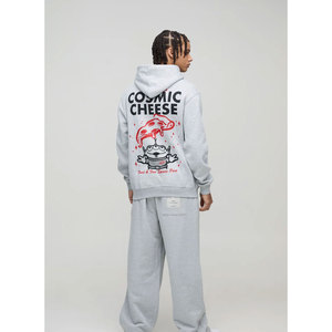 Sudadera con capucha de algodón pesado de alta calidad con diseño de gran tamaño de material polar con logotipo personalizado y opciones de talla grande en blanco - Product Image 2