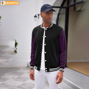 SAMAVIA Winter College Baseball Varsity Bomber Jacket pour hommes Logo personnalisé laine PU manches équipe doublure en coton respirant OEM - Product Image 3