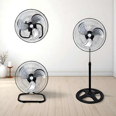 18 Inch 3-in-1 HSS Industrial Pedestal Fan, Electric Cooling Tower, Powerful Metal Floor Fan with Air Circulation