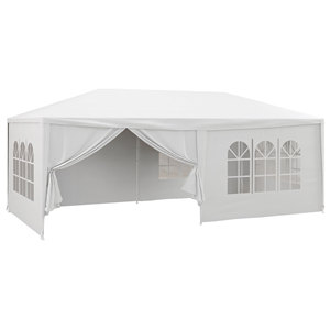 Outsunny Gazebo Party Tent 6x3m avec parois latérales amovibles, portes et fenêtres, blanc - Product Image 1