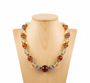 Collar de Piedras Naturales Anudadas a Mano de 18 Pulgadas de Rudra Gems, Diseño Geométrico Chapado en Oro de 14K sobre Plata Tibetana, Regalo Moderno - Product Image 2