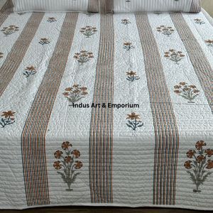 Wholesale Hand Block Printed Cotton <b>Bedspreads</b> Cotton <b>Quilted</b> Bedcover - Product Image 4