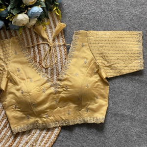 Blusa moderna con cuello en V con diseño tejido y hilo Zari Trabajo Bodas Logotipo bordado de moda/Patrón Decoración con lentejuelas - Product Image 5