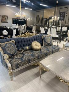 Luxueux 2x3 places 2 x fauteuil canapé ensemble palais ottoman Style motifs royaux Table à manger 6 chaises Console Table basse - Product Image 3