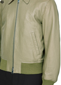 Chaqueta de Cuero Clásica OEM en Tono Verde, Cuero Suave de Primera Calidad, Puños Acanalados Suaves, Cierre de Cremallera Completo, Transpirable - Product Image 4