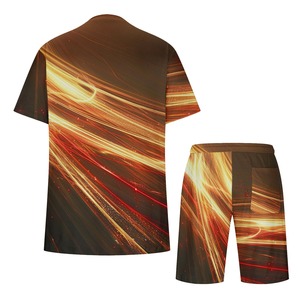 Personnalisé été couleur unie hommes chemise revers short à manches courtes sport décontracté été hommes deux pièces ensemble - Product Image 4