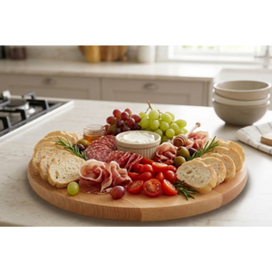 Tabla giratoria de madera de haya de 40 cm, sin acabar, para servir pizza y queso, Lazy Susan, venta al por mayor, con logo. - Product Image 2