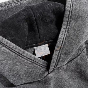 Nouveauté, dernières arrivées, sweat-shirts décontractés à effet délavé, mélange polyester/coton, broderie, teinture unie, coupe régulière, hiver, unisexe, vente en gros - Product Image 2