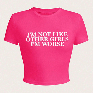 T-shirts courts pour femmes, mode estivale, vente en gros, personnalisables avec logo imprimé, décontractés en coton, à nombril apparent - Product Image 1
