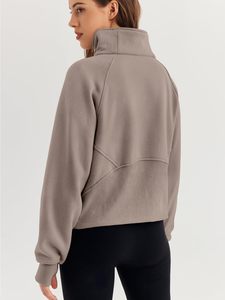 Sudaderas de cuello alto de manga corta de estilo deportivo para mujer, sudaderas con capucha bordadas con cremallera corta de moda de invierno de algodón 100% - Product Image 5