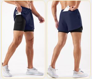 Nouveau gros 2-en-1 Fitness Liner Shorts de sport pour hommes Maille en polyester à séchage rapide avec poches Bas actifs lâches pour le fitness - Product Image 3