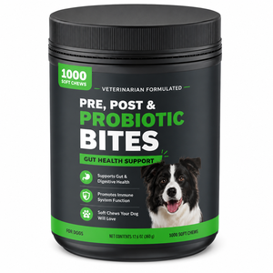 Suplemento Digestivo para Perros OEM, 1000 Unidades, Prebiótico <span class=keywords><strong>y</strong></span> Postbiótico, Masticables Suaves para Estómago Sensible, Marca Privada, Venta al Por Mayor - Product Image 1