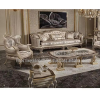 Juego de Sofás de 6 Plazas de Madera de Teca Hechos a Mano con Tapicería de Cuero Estilo Barroco Real Moderno, Tamaño Personalizado, Plegables, Muebles para Sala de Estar de Fábrica