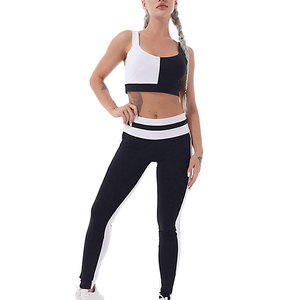 New Arrival Women's Yoga Set Breathable Sport Bra Leggings Gym Workout Clothing with Front Logo Solid Pattern Two Pieces Set - Product Image 6