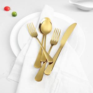 Gold Wood Eco-Friendly Flatware Set Service for 20 Luxury Gold Plated Food <b>Safe</b> Silverware Set for Wedding Party - Product Image 4