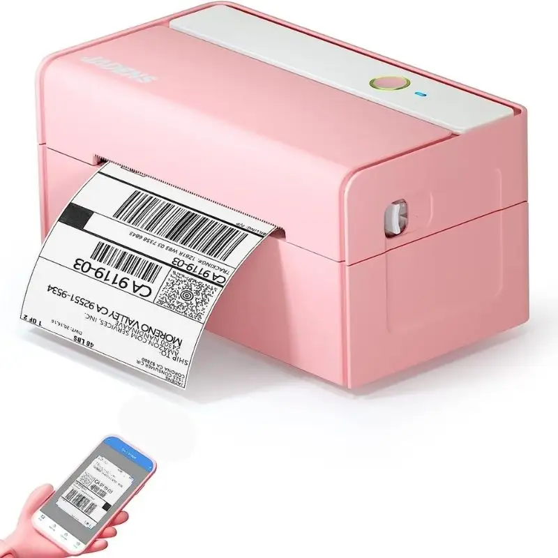 Thermal Label Printer -Wireless Shipping Label Printer 4x6 Label Maker, Pink