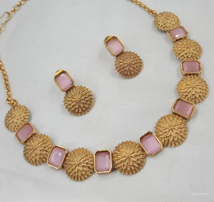 INDIAN TRADITIONAL and FASHIONABLE COPPER <b>JEWELLERY</b> BRIDAL WEDDING <b>JEWELLERY</b> <b>SET</b> for WOMEN EARRINGS and NECKLACE <b>SET</b> - Product Image 1