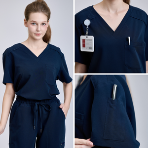 Meilleures ventes : Blouses de travail avec logo, uniformes d'infirmière à jambes larges, blouses de travail à manches longues, blouses d'hôpital pour patients, usine FMF, faible MOQ - Product Image 5