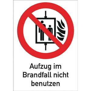 ASR A1.3/DIN EN ISO 7010 Prohibition Sign Foil <b>Wall</b> Sticker Do Not Use the Elevator in Case of Fire - Product Image 1