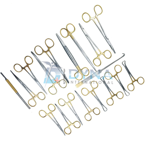 Juego de Instrumentos Quirúrgicos Manuales de Acero Inoxidable con Mango Dorado, 17 Piezas, para Cirugía General y Esterilización - Product Image 2
