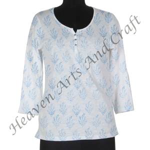 Cotton Hand Block Printed Kurti <b>Tunic</b> / Ethnic Clothing / India & Pakistan Clothing Cotton Block Printed Sanganeri Sexy Kurti - Product Image 2