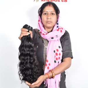 100% mejor calidad barato templo virgen indio cabello humano ondulado Color negro largo doble máquina trama cruda proveedor ofrece onda - Product Image 5