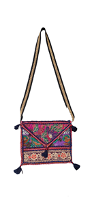 Bolso de Hombro Individual de Cuero PU Acolchado, Diseño Artesanal Multicolor, Estilo Banjara Tribal, Ecológico - Product Image 3