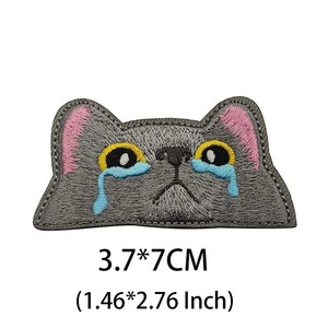 Applique de broderie d'insignes en tissu gris, noir et blanc, patchs en PVC 3d, emblème drôle de crochet et de boucle pour sac à dos, vêtements - Product Image 2