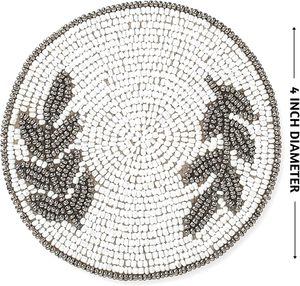 Sous-verre rond en perles de verre tissé en bois pour fêtes Autres fonctions Vaisselle Décorative Beast Design - Product Image 1