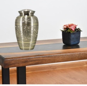 Urne funéraire élégante et durable en platine, extra large, argentée, pour cendres d'adultes, grande urne funéraire en métal, urne commémorative - Product Image 5