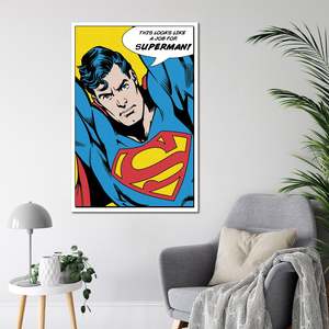 Modern Style Superman Canvas <b>Poster</b> Black Frame Wall Decor - Product Image 2