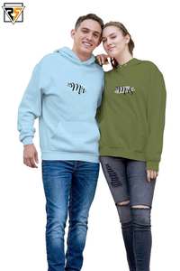 Mr. Mrs. Couple Hombres Mujeres Sudaderas con capucha de color brillante estilo Jersey sudaderas con capucha de calidad de algodón Premium - Product Image 4