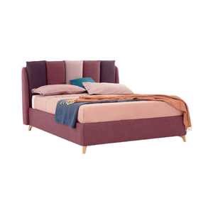 Cama Moderna Italiana Tapizada con Cabecera de Rayas Verticales y Opción de Almacenamiento. Tamaño Queen/King. Hecho en Italia. - Product Image 1