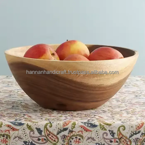 ชามไม้ขายดี พร้อมการเคลือบผิวแบบธรรมชาติ สำหรับสลัดและซุป ภาชนะครัว ชุดอาหาร ชามเสิร์ฟ - Product Image 3