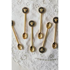 Set di 6 cucchiaino decorativo nero e oro di ispirazione greca antica