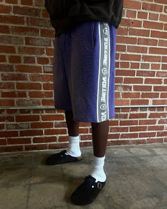 Short à cordon 100% coton délavé vintage pour homme Rayures latérales écologiques délavées à l'acide multicolores pour la saison estivale - Product Image 5