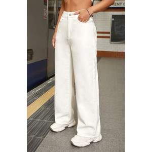 Jean en denim crème tendance et décontracté à jambe large pour femme, taille haute de luxe, écologique, durable, respirant, style urbain et mode - Product Image 3