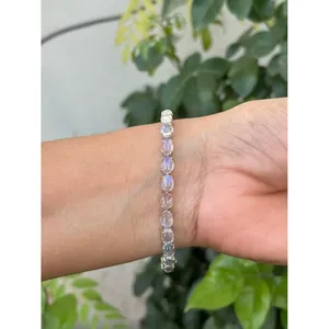 Bracelet en argent 925 avec pierre de lune arc-en-ciel, plaqué or, perles, or rose et diamants, style religieux tendance, cadeau idéal - Product Image 2