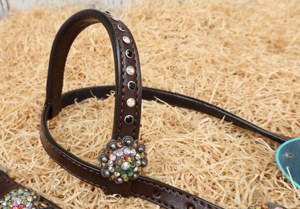 Ensemble de bride et de collier de poitrail pour l'équitation occidentale, en cuir de vache, avec sculpture florale, boucle en argent allemand pour l'équitation - Product Image 3